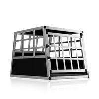 Produktbild von Cadoca Hundetransportbox aus Aluminium trapezförmig M 70x54x51cm schwarz silber