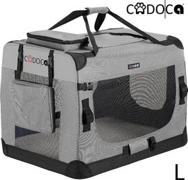Produktbild von Cadoca Hundetransportbox aus Metall Grau Größe L 70x52x52cm