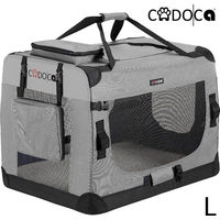 Produktbild von Cadoca Hundetransportbox aus Metall Grau Größe L 70x52x52cm