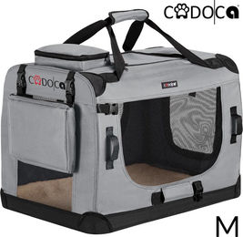 Produktbild von Cadoca Hundetransportbox aus Metall Grau Größe M 60x42x42cm