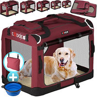 Produktbild von Cadoca Hundetransportbox faltbar S 50x34x36cm aus wasserabweisendem Oxford-Gewebe Rot