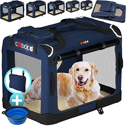 Cadoca Hundetransportbox faltbar S 50x34x36cm blau wasserabweisend aus Polyester – Bild 1 von 12