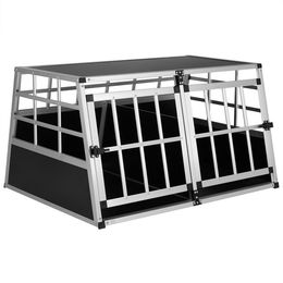 Produktbild von Cadoca Hundetransportbox XL aus Aluminium in Silber Schwarz 89x70x51cm