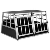 Produktbild von Cadoca Hundetransportbox XL aus Aluminium in Silber Schwarz 89x70x51cm