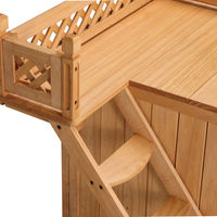 Produktbild von Cadoca Katzenhaus Katzenvilla 2-stöckig aus Holz wetterfest mit Balkon in Natur Braun