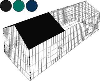 Produktbild von Cadoca Kleintierfreilauf für Kaninchen mit Sonnenschutz aus Metall in Grün 180 x 75 x 75 cm