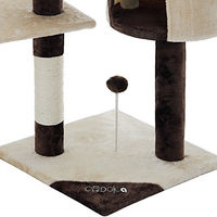 Produktbild von CADOCA Kratzbaum 112 cm Braun-Beige mit Höhle, Plattformen und Spielzeug für Katzen