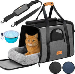 Cadoca Tiertransportbox faltbare Tragetasche für Hund und Katze aus Polyester in Grau – Bild 1 von 5