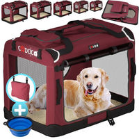 Produktbild von Cadoca Tiertransportbox für Hunde faltbar Größe M Dunkelrot wasserabweisend aus Polyester