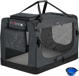 Produktbild von Cadoca Tiertransportbox Jumbo aus wasserabweisendem Polyester in Anthrazit 101x69x70cm