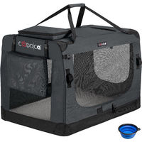 Produktbild von Cadoca Tiertransportbox Jumbo aus wasserabweisendem Polyester in Anthrazit 101x69x70cm