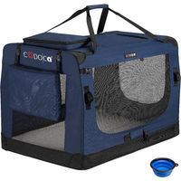 Produktbild von Cadoca Tiertransportbox Jumbo aus wasserabweisendem Polyester in Navyblau 101x69x70cm