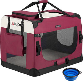 Produktbild von Cadoca Tiertransportbox L 70x52x50cm dunkelrot wasserabweisend aus Polyester