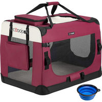 Produktbild von Cadoca Tiertransportbox L 70x52x50cm dunkelrot wasserabweisend aus Polyester
