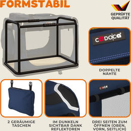 Produktbild von Cadoca Tiertransportbox M aus Polyester in Blau wasserabweisend 60x42x44cm