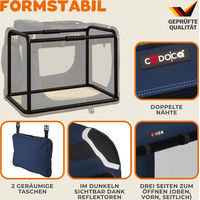 Produktbild von Cadoca Tiertransportbox M aus Polyester in Blau wasserabweisend 60x42x44cm