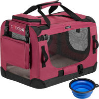 Produktbild von Cadoca Tiertransportbox S aus wasserabweisendem Polyester in Dunkelrot 50x34x36cm