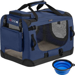 Produktbild von Cadoca Tiertransportbox S aus wasserabweisendem Polyester in Navyblau 50x34x36cm