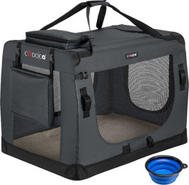 Produktbild von Cadoca Tiertransportbox XL in Anthrazit Grau aus wasserabweisendem Polyester 82x58x58cm