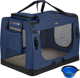 Produktbild von Cadoca Tiertransportbox XL navyblau wasserabweisend aus Polyester 82x58x58cm