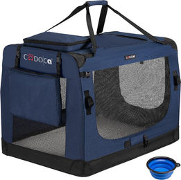 Produktbild von Cadoca Tiertransportbox XXL navyblau wasserabweisend 90x61x65cm