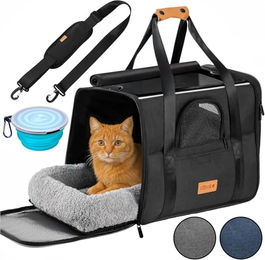 Cadoca Tragetasche für kleine Hunde und Katzen aus wasserabweisendem Oxford-Gewebe in Grau Schwarz – Bild 1 von 9