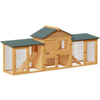 Produktbild von CADOCA XXL Kaninchenstall aus Holz 2stöckig 204x45x84cm Kleintiergehege Braun Natur