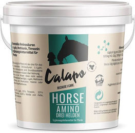 Produktbild von Calapo Horse Amino 3 Helden Pferdesupplement für Haut Fell Muskelaufbau und Hufe 1000g