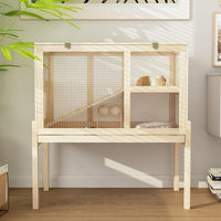 Produktbild von Caldion Kleintierhaus Hamsterkäfig aus Holz mit 2 Ebenen und Sichtfenster 89 x 50 x 93 cm beige