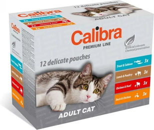CALIBRA Cat Premium Line Adult Katzen Nassfutter Stückchen in Sauce Multipack 12x100 g mit hohem Fleischanteil ohne Konservierungsstoffe und Zucker - 12 x 100 g – Bild 1 von 2