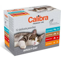Produktbild von CALIBRA Cat Premium Line Adult Katzen Nassfutter Stückchen in Sauce Multipack 12x100 g mit hohem Fleischanteil ohne Konservierungsstoffe und Zucker - 12 x 100 g