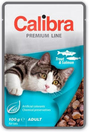 Calibra Cat Premium Line Adult Katzenfeuchtfutter mit Forelle und Lachs Stückchen in Soße 100 g – Bild 1 von 2
