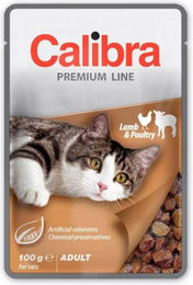 Calibra Cat Premium Line Katzenfeuchtfutter Adult Lamm und Geflügel Stückchen in Sauce 100 g – Bild 1 von 2