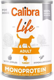 Produktbild von CALIBRA Dog Life Adult Hundefutter Truthahn mit Apfel Stückchen in Sauce getreidefrei hypoallergen glutenfrei 400 g