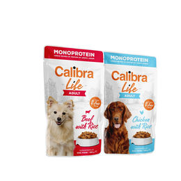 Produktbild von Calibra Dog Life Adult Nassfutter für Hunde mit Huhn und Rind 10 x 150 g Schalen