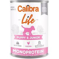 Produktbild von Calibra Dog Life Puppy & Junior Hundefutter Stückchen in Sauce Huhn mit Reis glutenfrei und monoprotein 400 g