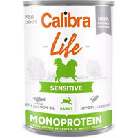 Produktbild von Calibra Dog Life Sensitive Adult Hundefutter Kaninchen und Lachs Stückchen in Sauce glutenfrei 6 x 400 g - 6 x 400 g
