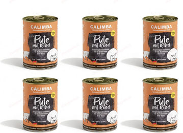 Calimba Katzen Nassfutter für Wohnungskatzen Pute Rind Schwein Getreidefrei Sensitive Stückchen in Sauce 6 x 400 g – Bild 1 von 1