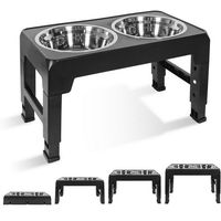 Produktbild von CALIYO Futterstation für Hunde mit 2 höhenverstellbaren Edelstahlnäpfen 1200ml Schwarz faltbar - 2400 ml