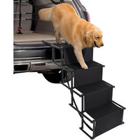 Produktbild von CALIYO Hundetreppe Faltbar für Hunde und Riesenrassen aus Oxford-Gewebe Schwarz 4 Stufen bis 75kg