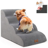 Produktbild von CALIYO Hundetreppe mit 2 Stufen für Hunde und Katzen, rutschfest, grauer Stoffbezug, abnehmbar