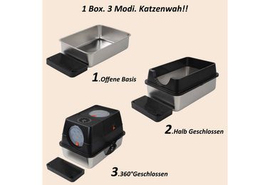 CALIYO Katzentoilette XXL aus Edelstahl mit Deckel und Pedal in Silber – Bild 1 von 3