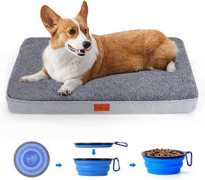CALIYO Orthopädisches Hundebett für große Hunde mit Memory-Schaum in Dunkelgrau und Plüschbezug – Bild 1 von 5