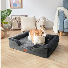 CALIYO Orthopädisches Hundebett mit Memory Foam und abnehmbarem Bezug Grau – Bild 1 von 5