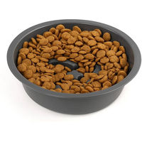 Produktbild von CALIYO Slow Feeder Futternapf für Hunde aus Edelstahl in Silber und Grau mit 5 verstellbaren Höhen