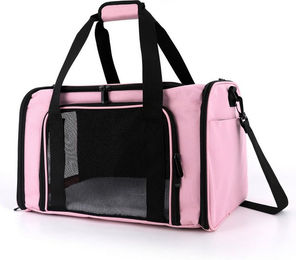 CALIYO Tiertransporttasche für Hunde und Katzen bis 6 kg, atmungsaktive und faltbare Transportbox mit Plüschmatratze und verstellbarem Schultergurt – Bild 1 von 5