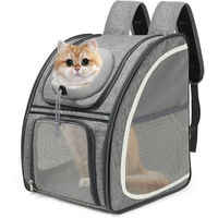 Produktbild von CALIYO Tiertransporttasche Rucksack für Hunde und Katzen mit Netzfenster aus wasserdichtem Oxford-Gewebe Grau bis 8 kg