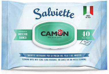 Produktbild von Camon Feuchttücher zur Fellpflege für Hund und Katze mit Moschus Duft 40 Stück