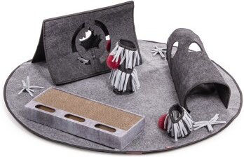 Canadian Cat Company Intelligenzspielzeug Cosmo Katzenspielteppich aus Filz Grau 105 x 105 x 30 cm – Bild 1 von 13