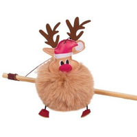 Produktbild von Canadian Cat Company Katzen Spielangel Rudolph beige aus Holz mit Plüschbommel